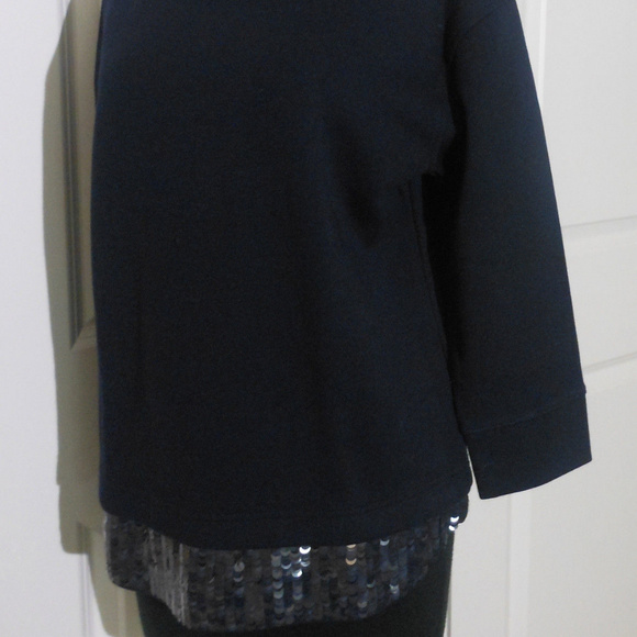 J CREW Sequin Trim Sweatshirt S NWT NAVY - Picture 3 of 7